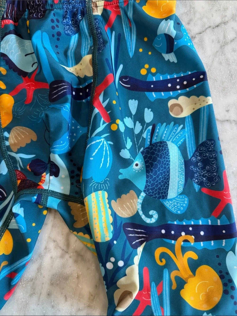 Boys Blue Ocean Print Swim Jammers